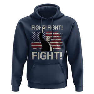 Trump Raised Fist Hoodie Fight Fight Fight American Flag Retro Vintage TS02 Navy Print Your Wear