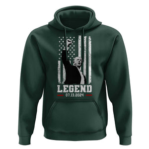 Trump Raised Fist Hoodie Legend July 13th 2024 American Flag TS02 Dark Forest Green Print Your Wear