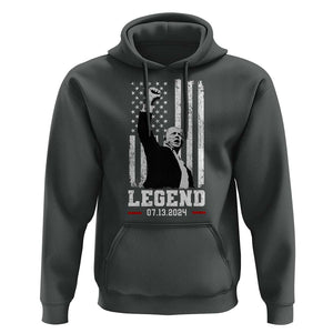 Trump Raised Fist Hoodie Legend July 13th 2024 American Flag TS02 Dark Heather Print Your Wear