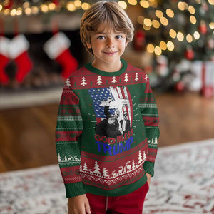 God Bless President Trump Ugly Christmas Sweater Pennsylvania 2024 Raised Fist American Flag Cross TS02 Christmas Print Your Wear