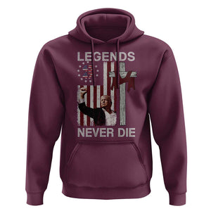 Trump Raised Fist Hoodie Legend Never Die President 45 47 American Betsy Ross Flag Cross TS02 Maroon Print Your Wear