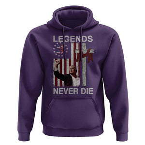 Trump Raised Fist Hoodie Legend Never Die President 45 47 American Betsy Ross Flag Cross TS02 Purple Print Your Wear
