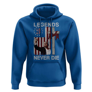 Trump Raised Fist Hoodie Legend Never Die President 45 47 American Betsy Ross Flag Cross TS02 Royal Blue Print Your Wear