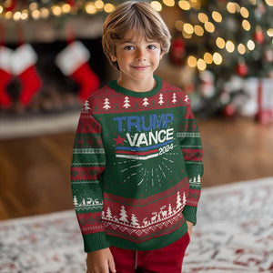 Trump Vance 2024 Ugly Christmas Sweater 2024 President 45 47 Supporter Retro Stripe TS02 Christmas Print Your Wear