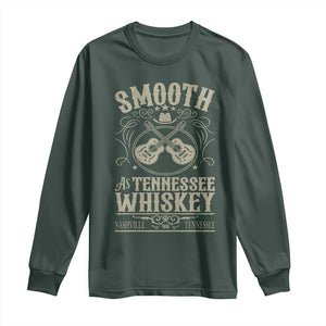Smooth As Tennessee Whiskey Long Sleeve Shirt Country Music Guitar Drinking Addict TS02 Dark Forest Green Print Your Wear