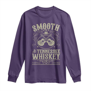 Smooth As Tennessee Whiskey Long Sleeve Shirt Country Music Guitar Drinking Addict TS02 Purple Print Your Wear