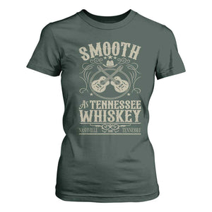Smooth As Tennessee Whiskey T Shirt For Women Country Music Guitar Drinking Addict TS02 Dark Forest Green Print Your Wear