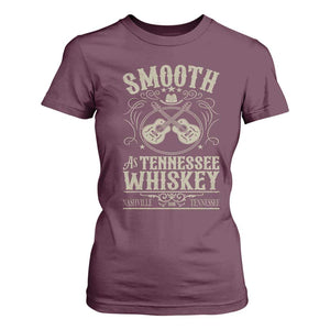 Smooth As Tennessee Whiskey T Shirt For Women Country Music Guitar Drinking Addict TS02 Maroon Print Your Wear