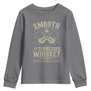 Smooth As Tennessee Whiskey Youth Sweatshirt Country Music Guitar Drinking Addict TS02 Charcoal Print Your Wear