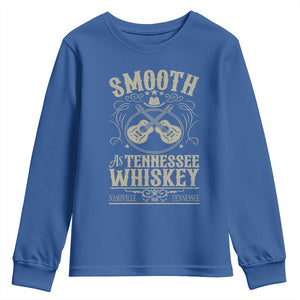 Smooth As Tennessee Whiskey Youth Sweatshirt Country Music Guitar Drinking Addict TS02 Royal Blue Print Your Wear