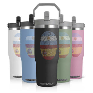 Argentina Spain Flag Fingerprint Graphic Flip Straw Tumbler Dual Heritage Spanish Argetine Pride Match Day