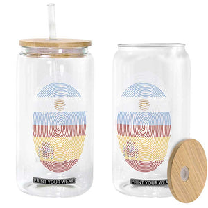 Argentina Spain Flag Fingerprint Graphic Glass Can Dual Heritage Spanish Argetine Pride Match Day