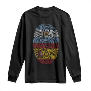 Argentina Spain Flag Fingerprint Graphic Long Sleeve Shirt Dual Heritage Spanish Argetine Pride Match Day