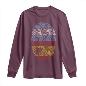 Argentina Spain Flag Fingerprint Graphic Long Sleeve Shirt Dual Heritage Spanish Argetine Pride Match Day