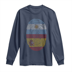 Argentina Spain Flag Fingerprint Graphic Long Sleeve Shirt Dual Heritage Spanish Argetine Pride Match Day