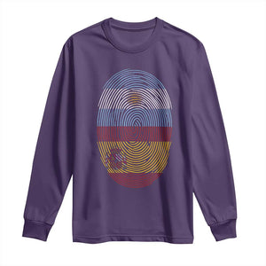 Argentina Spain Flag Fingerprint Graphic Long Sleeve Shirt Dual Heritage Spanish Argetine Pride Match Day