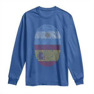 Argentina Spain Flag Fingerprint Graphic Long Sleeve Shirt Dual Heritage Spanish Argetine Pride Match Day