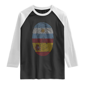 Argentina Spain Flag Fingerprint Graphic Raglan Shirt Dual Heritage Spanish Argetine Pride Match Day