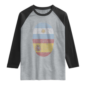 Argentina Spain Flag Fingerprint Graphic Raglan Shirt Dual Heritage Spanish Argetine Pride Match Day