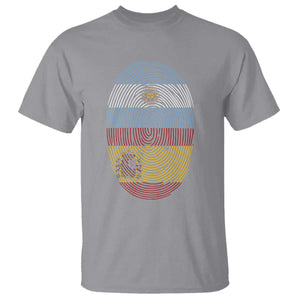 Argentina Spain Flag Fingerprint Graphic T Shirt Dual Heritage Spanish Argetine Pride Match Day