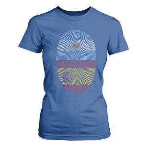 Argentina Spain Flag Fingerprint Graphic T Shirt For Women Dual Heritage Spanish Argetine Pride Match Day
