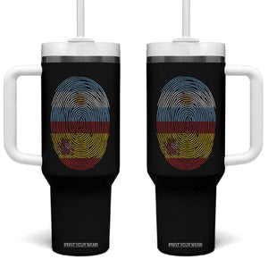 Argentina Spain Flag Fingerprint Graphic Tumbler With Handle Dual Heritage Spanish Argetine Pride Match Day