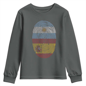 Argentina Spain Flag Fingerprint Graphic Youth Sweatshirt Dual Heritage Spanish Argetine Pride Match Day