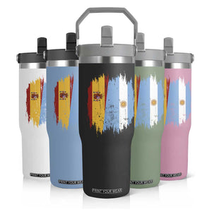 Argentina Spain Dual Heritage Flag Graphic Flip Straw Tumbler Vintage Spanish Argetine Match Day Pride