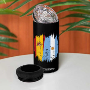 Argentina Spain Dual Heritage Flag Graphic 4 in 1 Can Cooler Tumbler Vintage Spanish Argetine Match Day Pride