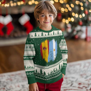 Argentina Spain Dual Heritage Flag Graphic Ugly Christmas Sweater Vintage Spanish Argetine Match Day Pride