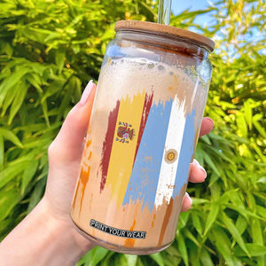 Argentina Spain Dual Heritage Flag Graphic Glass Can Vintage Spanish Argetine Match Day Pride