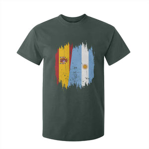 Argentina Spain Dual Heritage Flag Graphic T Shirt For Kid Vintage Spanish Argetine Match Day Pride