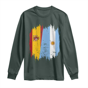 Argentina Spain Dual Heritage Flag Graphic Long Sleeve Shirt Vintage Spanish Argetine Match Day Pride