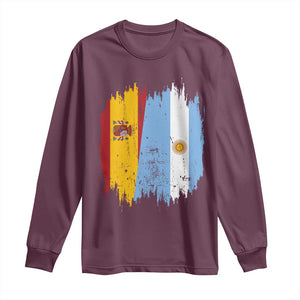 Argentina Spain Dual Heritage Flag Graphic Long Sleeve Shirt Vintage Spanish Argetine Match Day Pride