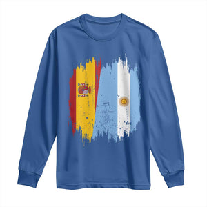 Argentina Spain Dual Heritage Flag Graphic Long Sleeve Shirt Vintage Spanish Argetine Match Day Pride