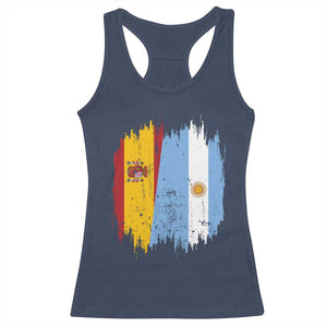Argentina Spain Dual Heritage Flag Graphic Racerback Tank Top Vintage Spanish Argetine Match Day Pride