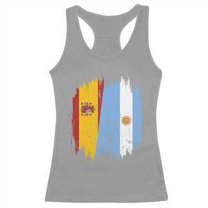 Argentina Spain Dual Heritage Flag Graphic Racerback Tank Top Vintage Spanish Argetine Match Day Pride