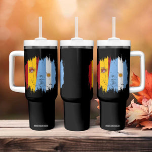Argentina Spain Dual Heritage Flag Graphic Tumbler With Handle Vintage Spanish Argetine Match Day Pride