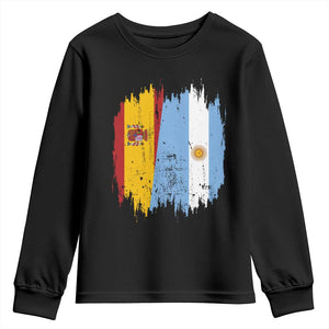 Argentina Spain Dual Heritage Flag Graphic Youth Sweatshirt Vintage Spanish Argetine Match Day Pride