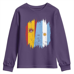 Argentina Spain Dual Heritage Flag Graphic Youth Sweatshirt Vintage Spanish Argetine Match Day Pride