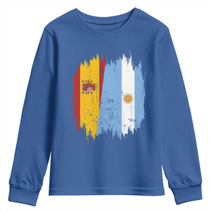 Argentina Spain Dual Heritage Flag Graphic Youth Sweatshirt Vintage Spanish Argetine Match Day Pride