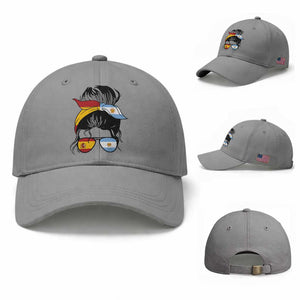 Argentina Spain Flag Messy Bun Girl Graphic Baseball Cap Cool Latina Argentine Spanish Pride Match Day