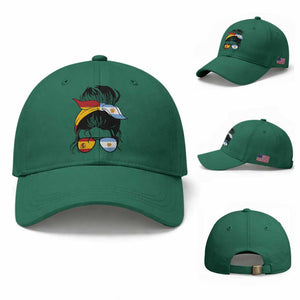 Argentina Spain Flag Messy Bun Girl Graphic Baseball Cap Cool Latina Argentine Spanish Pride Match Day