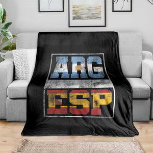 Retro ARG ESP Argentina Espana Flag Typography Graphic Throw Blanket Country Code Vintage Argentine Spainish Pride