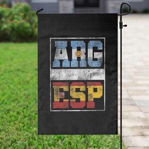Retro ARG ESP Argentina Espana Flag Typography Graphic Garden Flag Country Code Vintage Argentine Spainish Pride