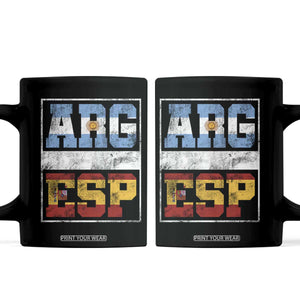 Retro ARG ESP Argentina Espana Flag Typography Graphic Coffee Mug Country Code Vintage Argentine Spainish Pride