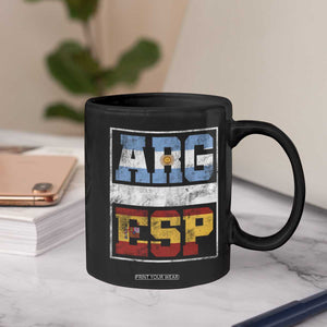 Retro ARG ESP Argentina Espana Flag Typography Graphic Coffee Mug Country Code Vintage Argentine Spainish Pride