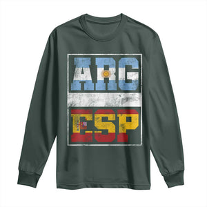 Retro ARG ESP Argentina Espana Flag Typography Graphic Long Sleeve Shirt Country Code Vintage Argentine Spainish Pride
