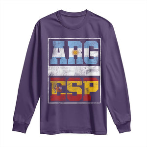 Retro ARG ESP Argentina Espana Flag Typography Graphic Long Sleeve Shirt Country Code Vintage Argentine Spainish Pride