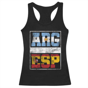 Retro ARG ESP Argentina Espana Flag Typography Graphic Racerback Tank Top Country Code Vintage Argentine Spainish Pride